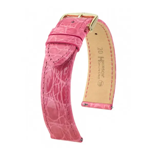 HIRSCH Genuine Croco - Krokodilleder-Uhrenarmband - Rosa