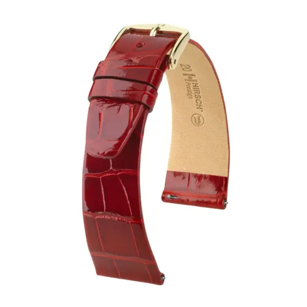 HIRSCH Prestige Alligator - Leder-Uhrenarmband - Rot glänzend