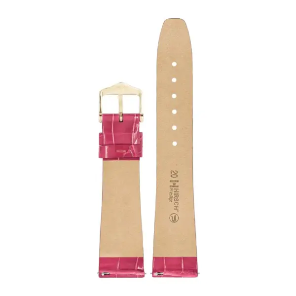 HIRSCH Prestige Alligator - Leder-Uhrenarmband - Rosa glänzend – Bild 3