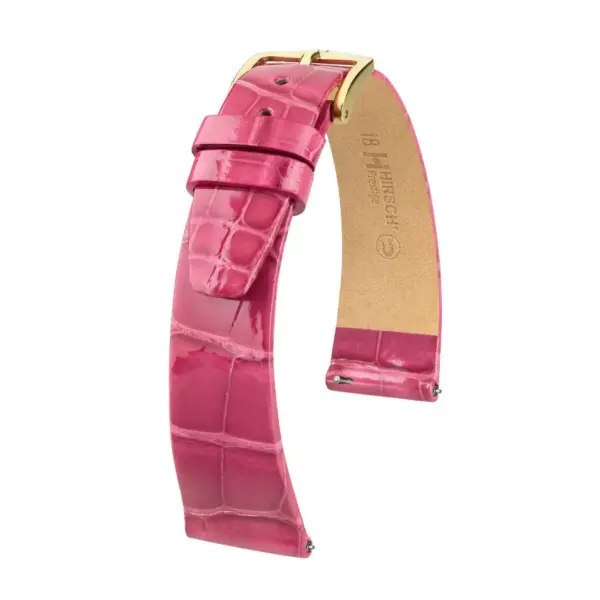 HIRSCH Prestige Alligator - Leder-Uhrenarmband - Rosa glänzend