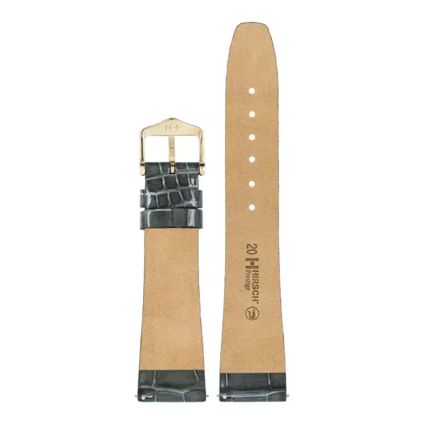 HIRSCH Prestige Alligator - Leder-Uhrenarmband - Grau glänzend – Bild 3