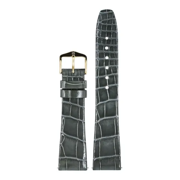 HIRSCH Prestige Alligator - Leder-Uhrenarmband - Grau glänzend – Bild 2
