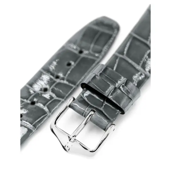 HIRSCH Prestige Alligator - Leder-Uhrenarmband - Grau glänzend – Bild 4