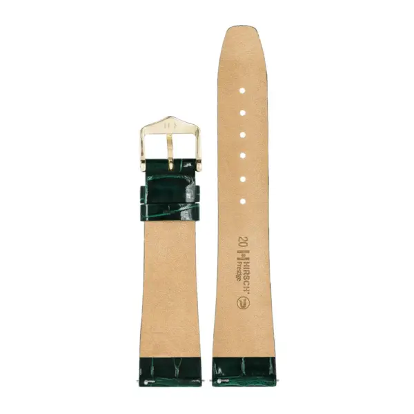 HIRSCH Prestige Alligator - Leder-Uhrenarmband - Dunkelgrün glänzend – Bild 3