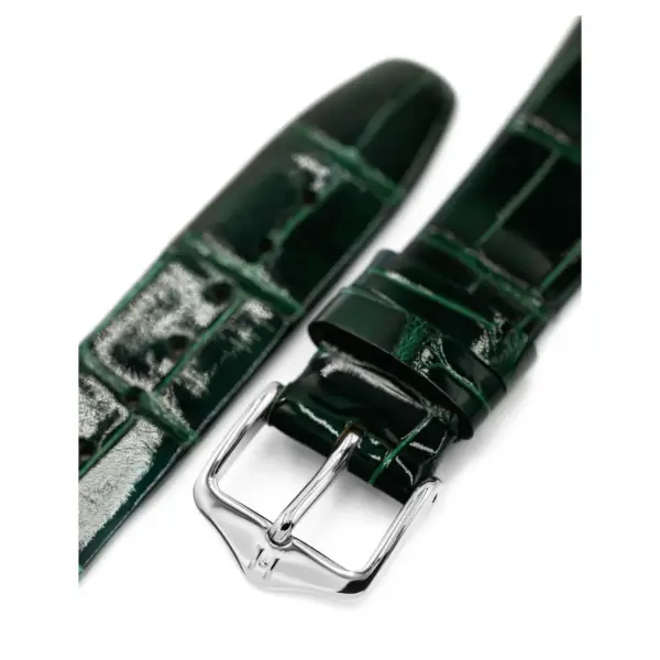 HIRSCH Prestige Alligator - Leder-Uhrenarmband - Dunkelgrün glänzend – Bild 4