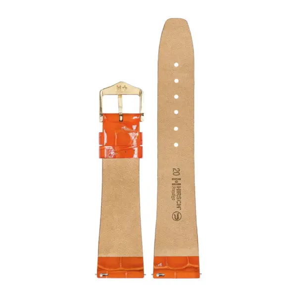 HIRSCH Prestige Alligator - Leder-Uhrenarmband - Orange glänzend – Bild 3