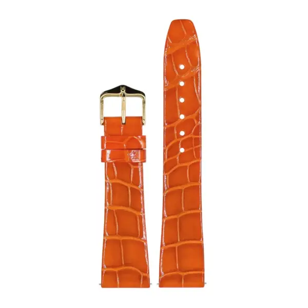 HIRSCH Prestige Alligator - Leder-Uhrenarmband - Orange glänzend – Bild 2
