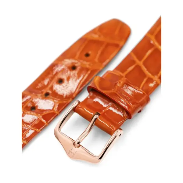 HIRSCH Prestige Alligator - Leder-Uhrenarmband - Orange glänzend – Bild 5