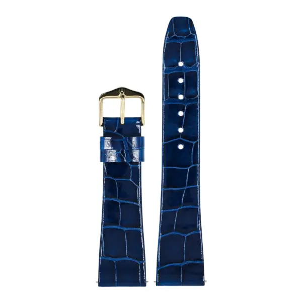 HIRSCH Prestige Alligator - Leder-Uhrenarmband - Blau glänzend – Bild 2