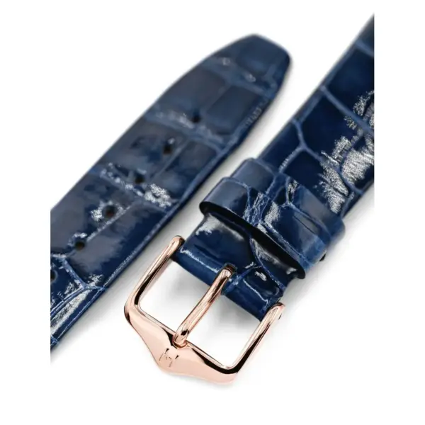 HIRSCH Prestige Alligator - Leder-Uhrenarmband - Blau glänzend – Bild 5