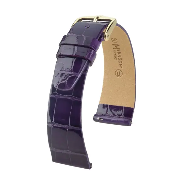 HIRSCH Prestige Alligator - Leder-Uhrenarmband - Lila glänzend
