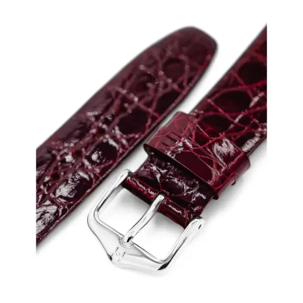 HIRSCH Prestige Croco - Leder-Uhrenarmband - Weinrot glänzend – Bild 4