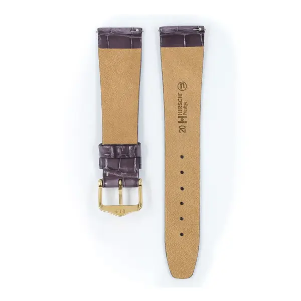 HIRSCH Prestige Alligator - Leder-Uhrenarmband - Taupe glänzend – Bild 3