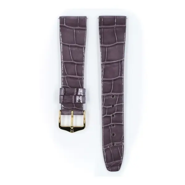 HIRSCH Prestige Alligator - Leder-Uhrenarmband - Taupe glänzend – Bild 2