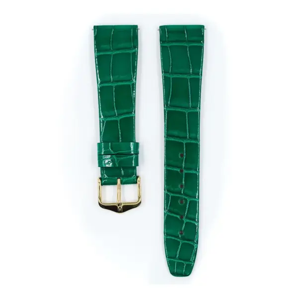 HIRSCH Prestige Alligator - Leder-Uhrenarmband - Grün glänzend – Bild 2