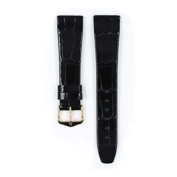 HIRSCH Prestige Alligator - Leder-Uhrenarmband - Schwarz glänzend – Bild 2