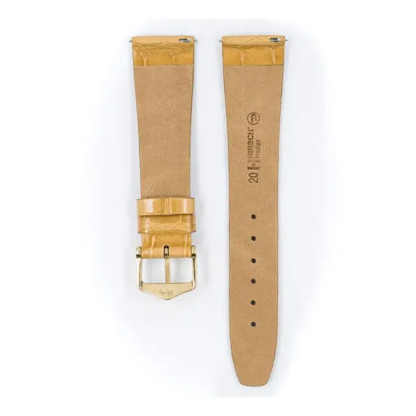 HIRSCH Prestige Alligator - Leder-Uhrenarmband - Beige glänzend – Bild 3