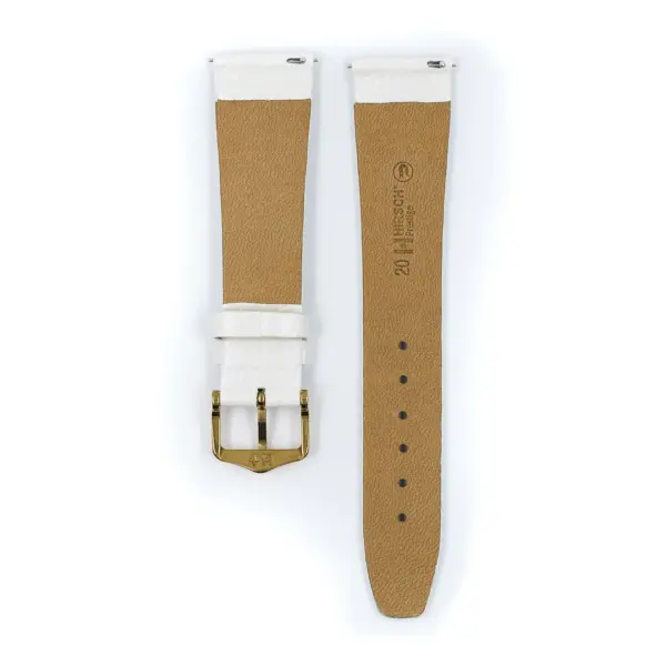 HIRSCH Prestige Croco - Leder-Uhrenarmband - Weiß glänzend – Bild 3