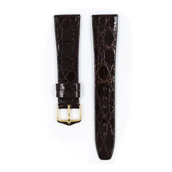 HIRSCH Prestige Croco - Leder-Uhrenarmband - Braun glänzend – Bild 2