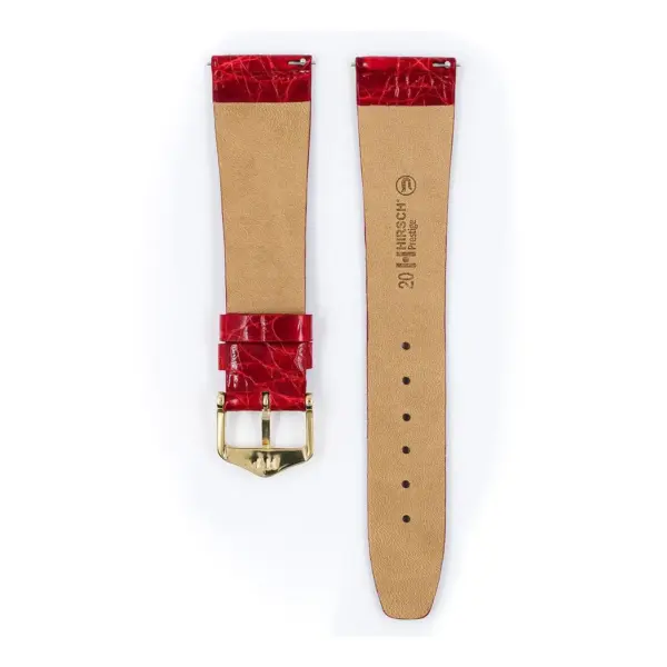 HIRSCH Prestige Croco - Leder-Uhrenarmband - Rot glänzend – Bild 3