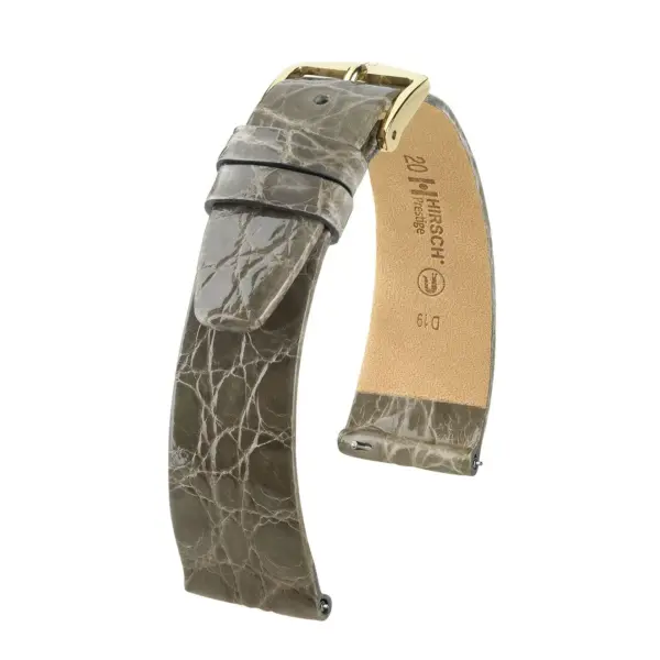 HIRSCH Prestige Croco - Leder-Uhrenarmband - Grau glänzend