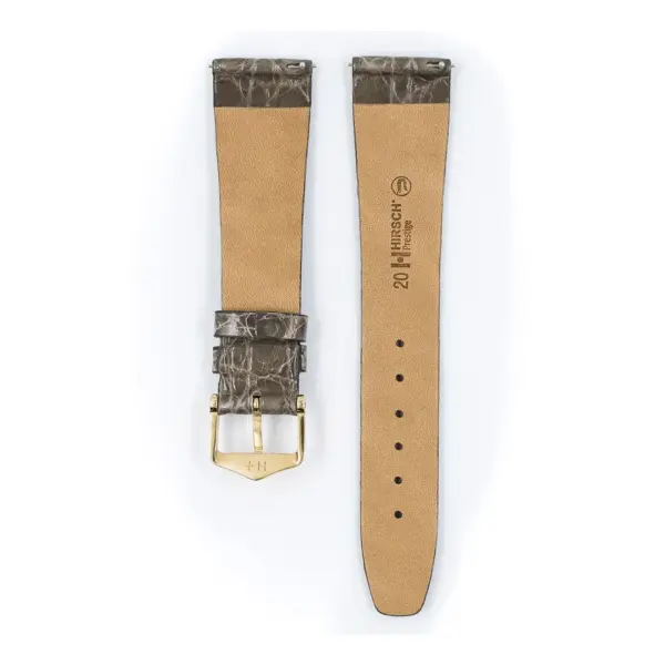 HIRSCH Prestige Croco - Leder-Uhrenarmband - Grau glänzend – Bild 3