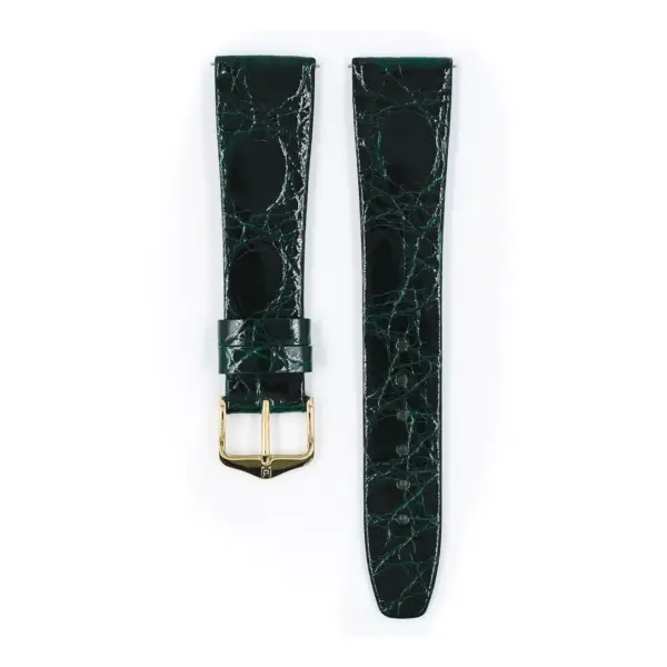 HIRSCH Prestige Croco - Leder-Uhrenarmband - Dunkelgrün glänzend – Bild 2