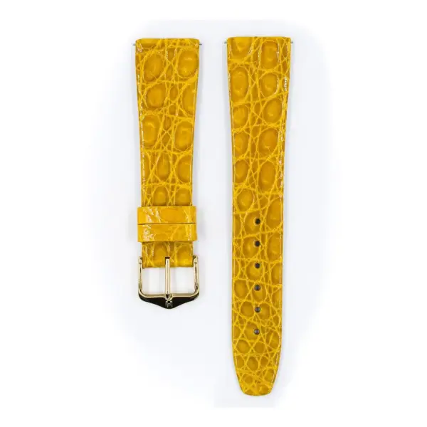 HIRSCH Prestige Croco - Leder-Uhrenarmband - Gelb glänzend – Bild 2