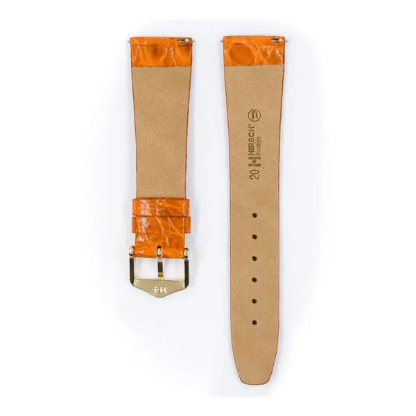 HIRSCH Prestige Croco - Leder-Uhrenarmband - Orange glänzend – Bild 3