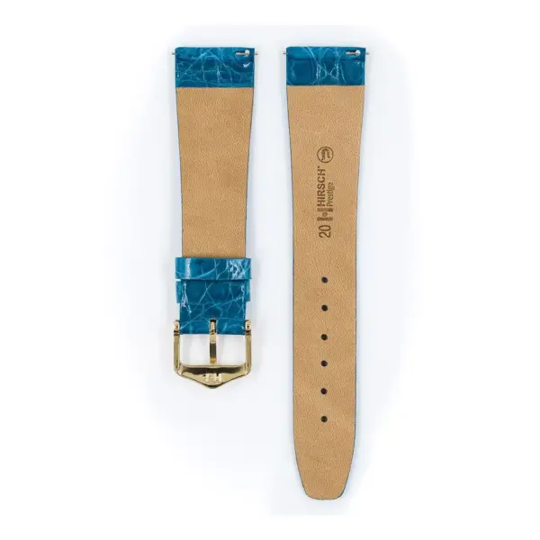 HIRSCH Prestige Croco - Leder-Uhrenarmband - Türkis glänzend – Bild 3