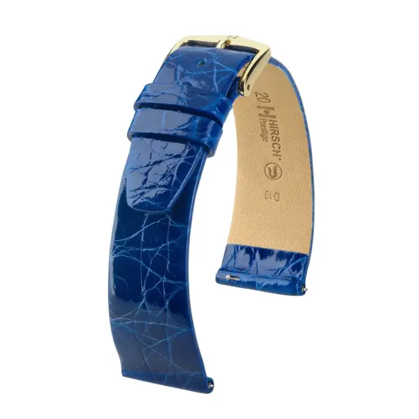 HIRSCH Prestige Croco - Leder-Uhrenarmband - Royalblau glänzend
