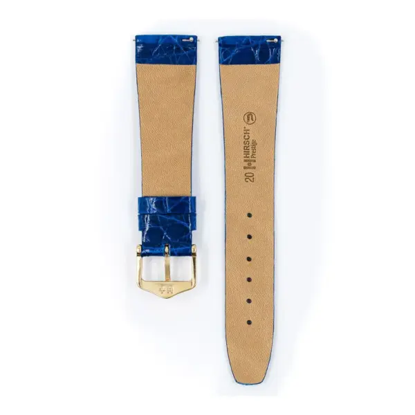 HIRSCH Prestige Croco - Leder-Uhrenarmband - Royalblau glänzend – Bild 3
