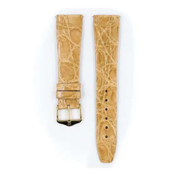 HIRSCH Prestige Croco - Leder-Uhrenarmband - Beige glänzend – Bild 2