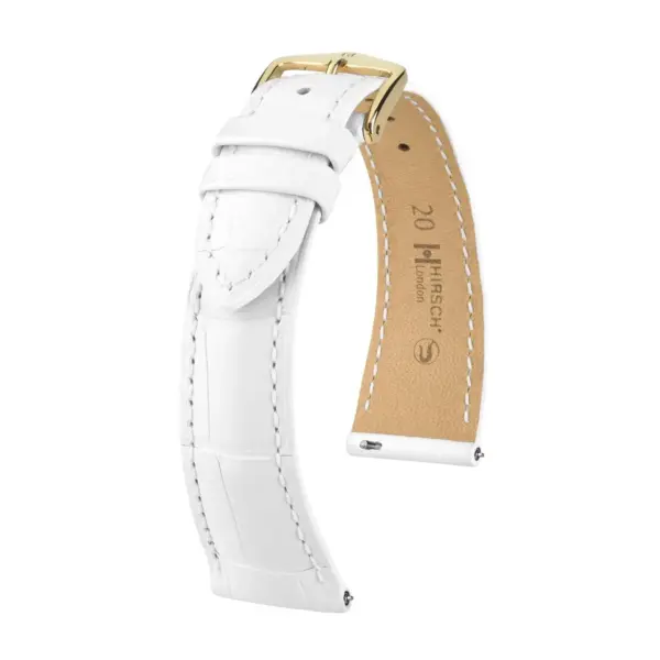HIRSCH London Alligator - Alligatorleder-Uhrenarmband - Weiß