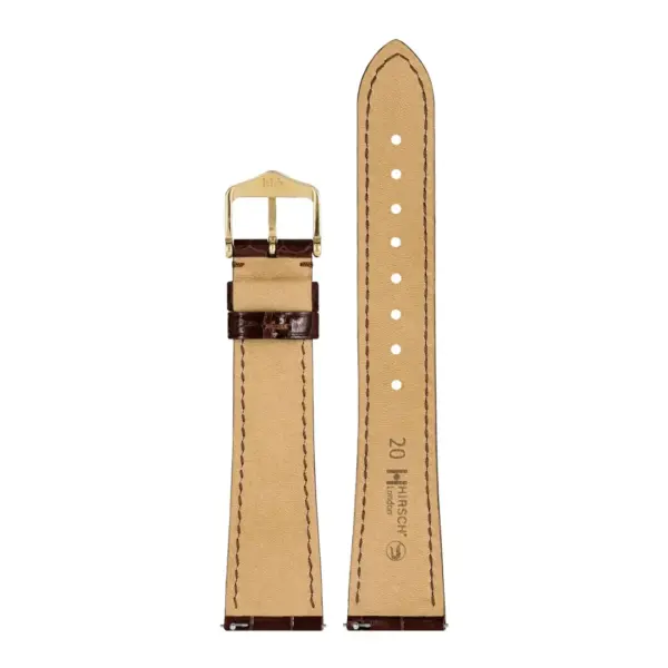 HIRSCH London Alligator - Alligatorleder-Uhrenarmband - Braun glänzend – Bild 3