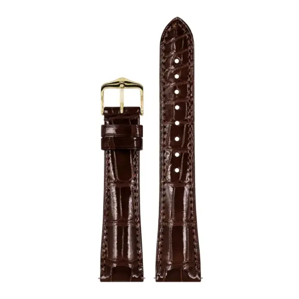 HIRSCH London Alligator - Alligatorleder-Uhrenarmband - Braun glänzend – Bild 2