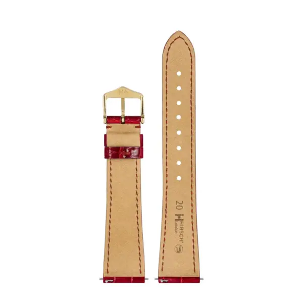 HIRSCH London Alligator - Alligatorleder-Uhrenarmband - Rot glänzend – Bild 3