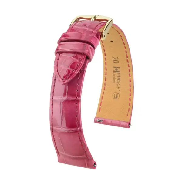 HIRSCH London Alligator - Alligatorleder-Uhrenarmband - Rosa glänzend