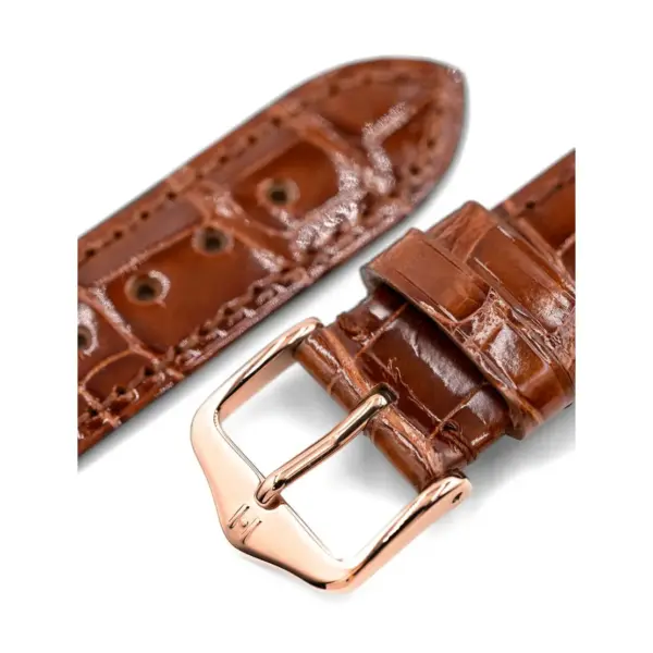 HIRSCH London Alligator - Alligatorleder-Uhrenarmband - Goldbraun glänzend – Bild 5