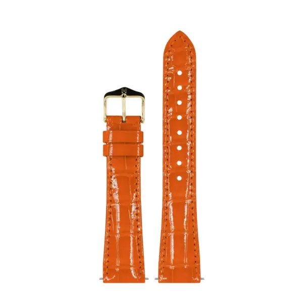 HIRSCH London Alligator - Alligatorleder-Uhrenarmband - Orange glänzend – Bild 2
