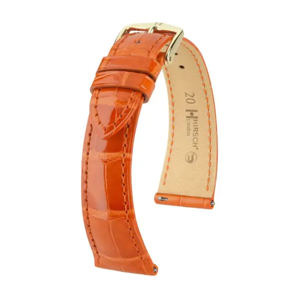 HIRSCH London Alligator - Alligatorleder-Uhrenarmband - Orange glänzend