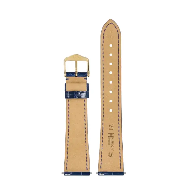 HIRSCH London Alligator - Alligatorleder-Uhrenarmband - Blau glänzend – Bild 3