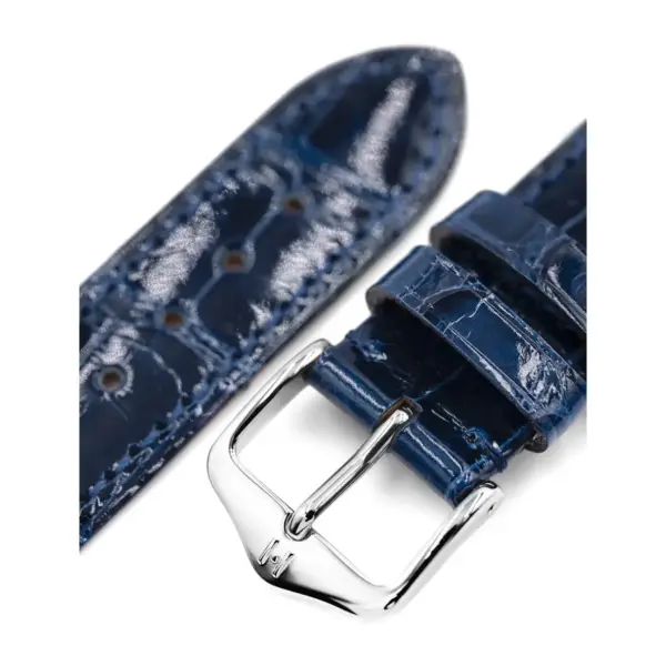 HIRSCH London Alligator - Alligatorleder-Uhrenarmband - Blau glänzend – Bild 4
