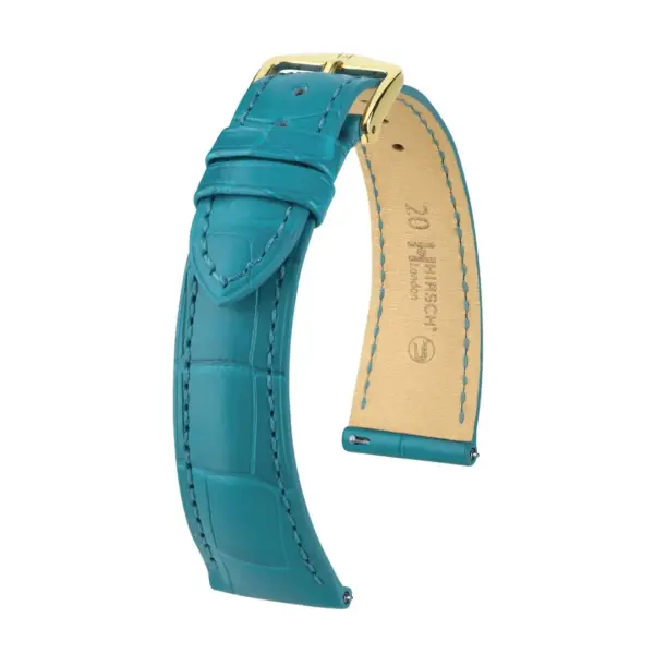 HIRSCH London Alligator - Alligatorleder-Uhrenarmband - Türkis