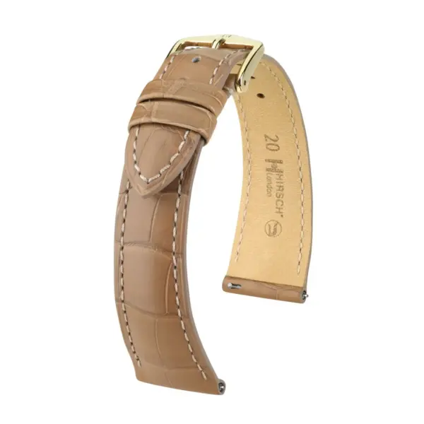 HIRSCH London Alligator - Alligatorleder-Uhrenarmband - Beige