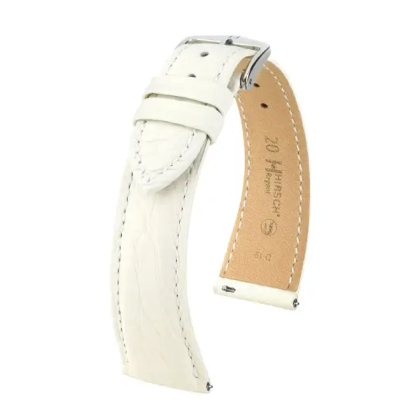 HIRSCH Regent - Alligatorleder-Uhrenarmband - Weiß