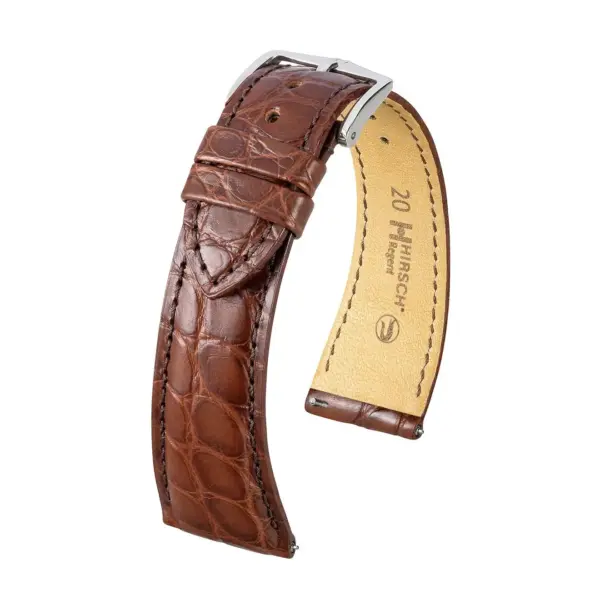 HIRSCH Regent - Alligatorleder-Uhrenarmband - Braun