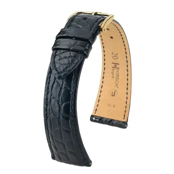 HIRSCH Regent - Alligatorleder-Uhrenarmband - Schwarz – Bild 4