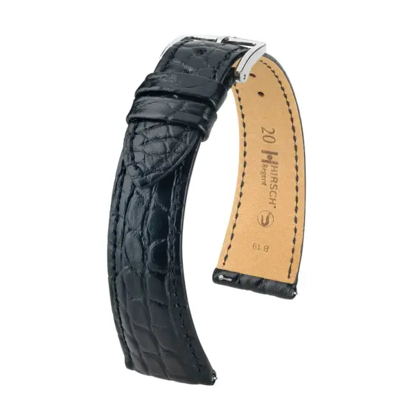 HIRSCH Regent - Alligatorleder-Uhrenarmband - Schwarz