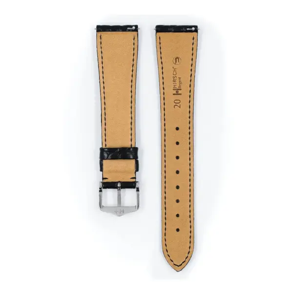 HIRSCH Regent - Alligatorleder-Uhrenarmband - Schwarz – Bild 3